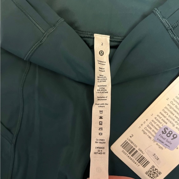 Lululemon green jaspar fast and free 25” size 2. NWT! - Picture 3 of 5